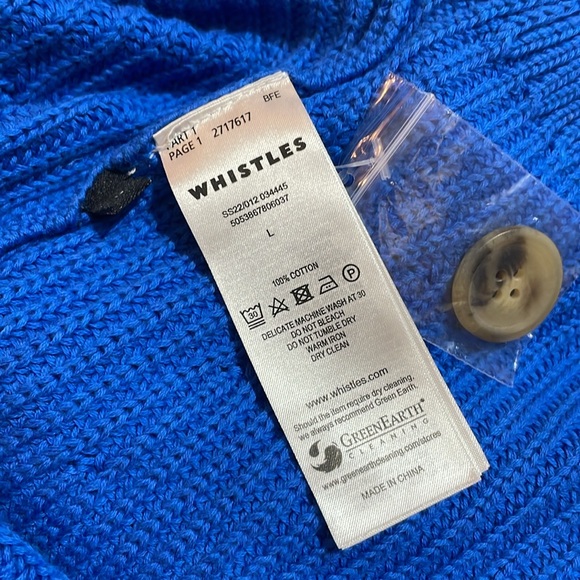 Whistles Mara Knitted Cotton Cardigan in Blue NWOT - Picture 5 of 9